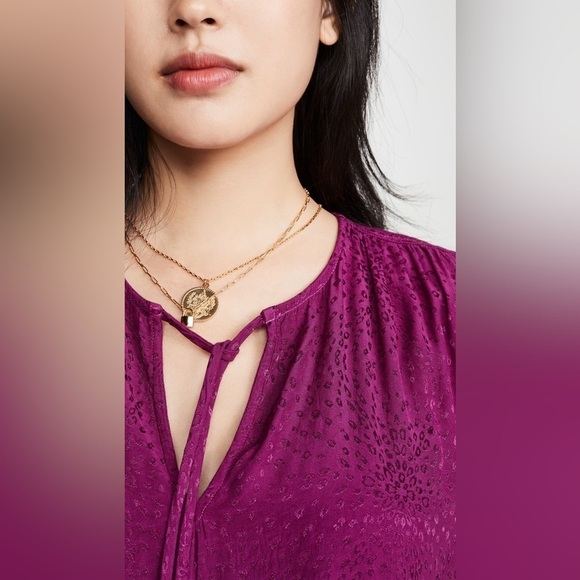 Nation LTD Liza 3/4 Sleeve Tiered Dress in Berry Cheetah Jacquard Sateen, Small - Picture 8 of 9